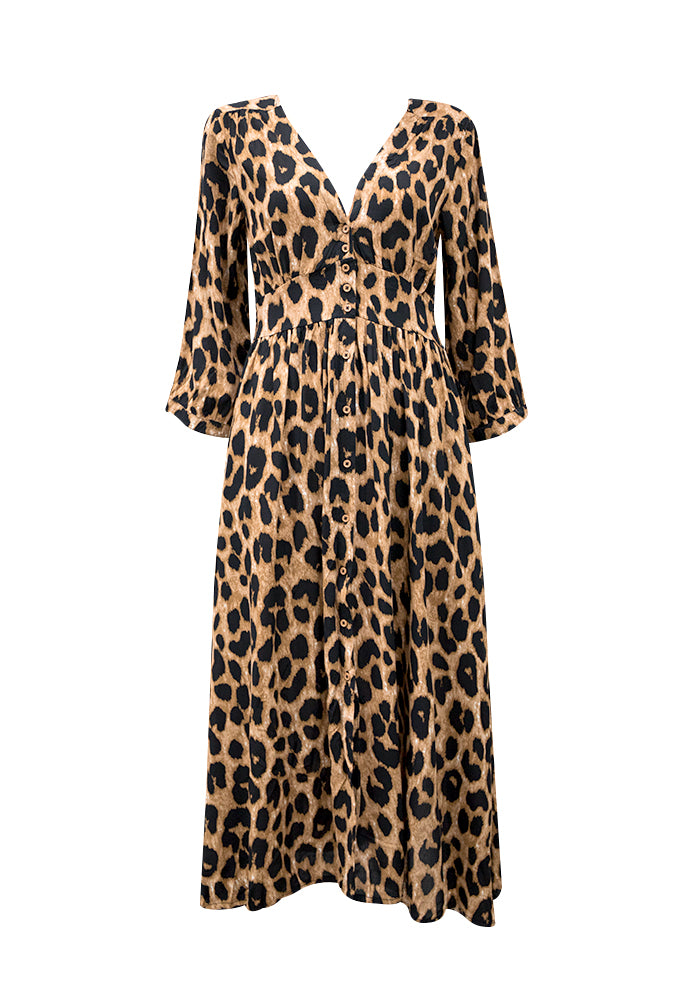 BOHO Leopard Midi Dress - West & Rose
