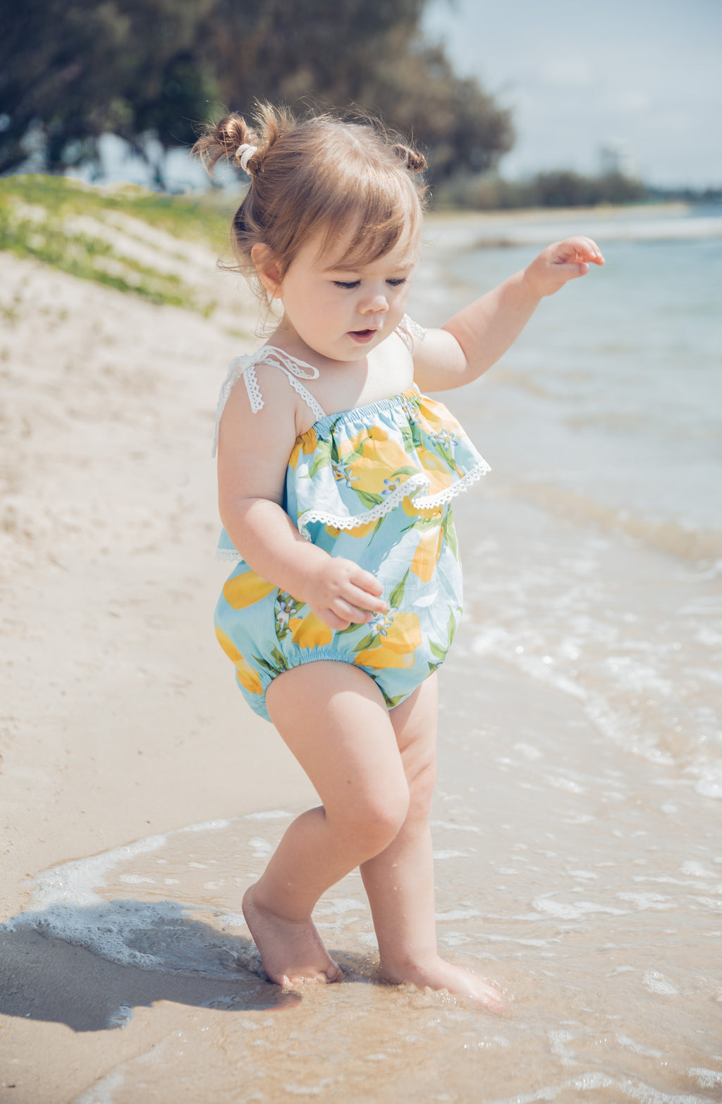 Light Blue Lemon Romper - West & Rose