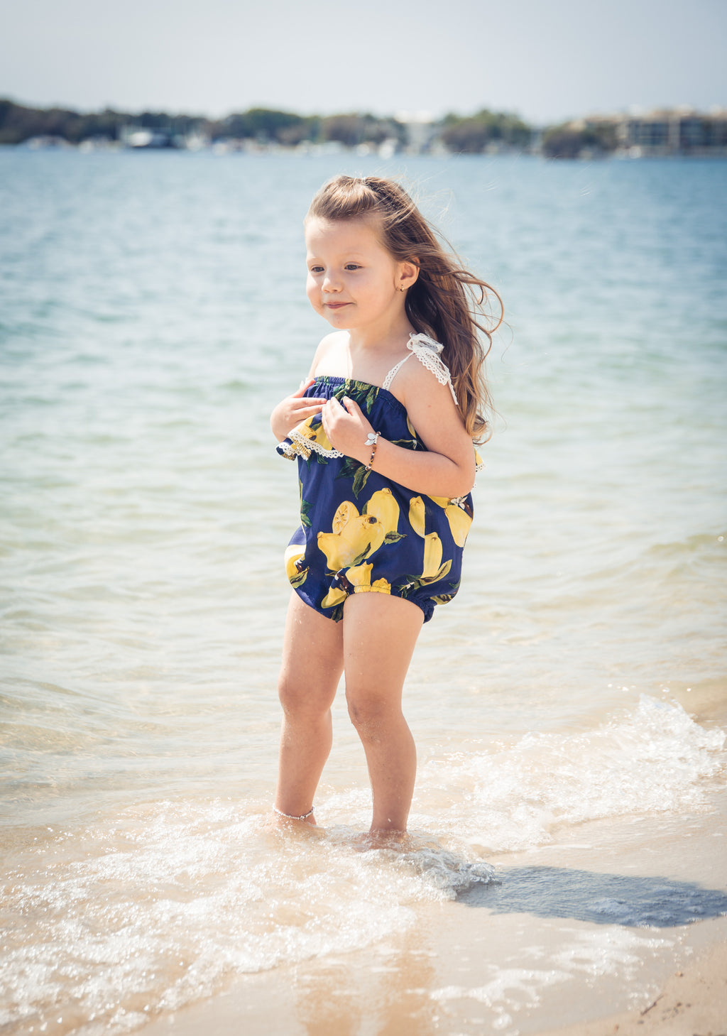 Navy Lemon Romper - West & Rose