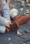 Unisex tan genuine leather mocc boots - West & Rose