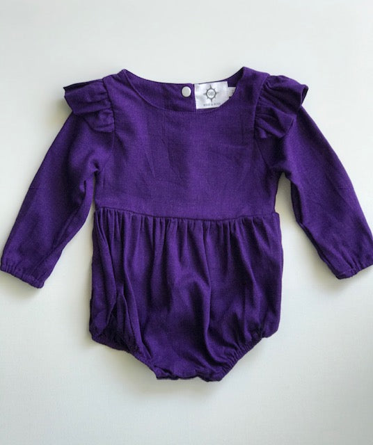 Organic Linen Purple Romper - West & Rose